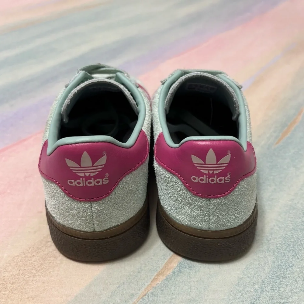Adidas Munchen Hazy Green/pink Suede Casual Trainers men’s 5.5 / women’s 6.5